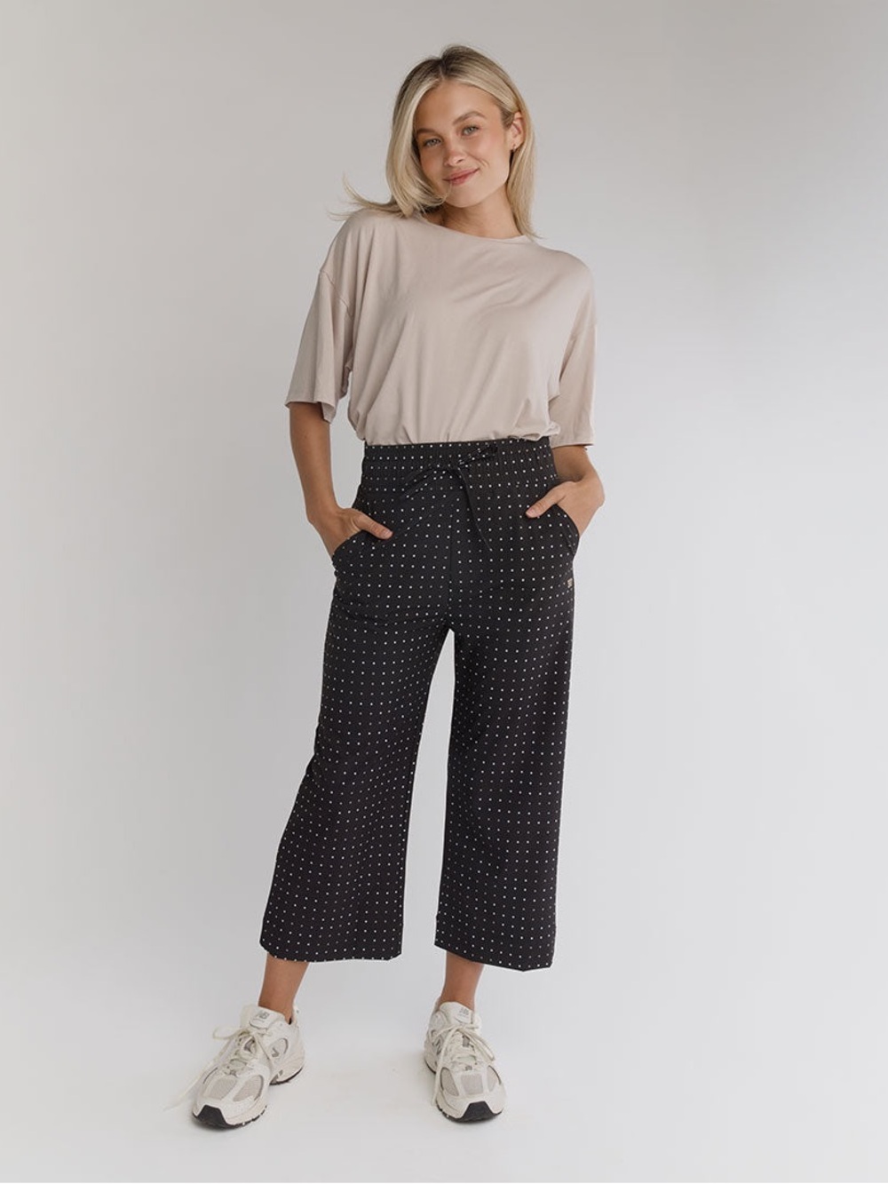 Albion Wide Leg Pants Dotty Black Medium